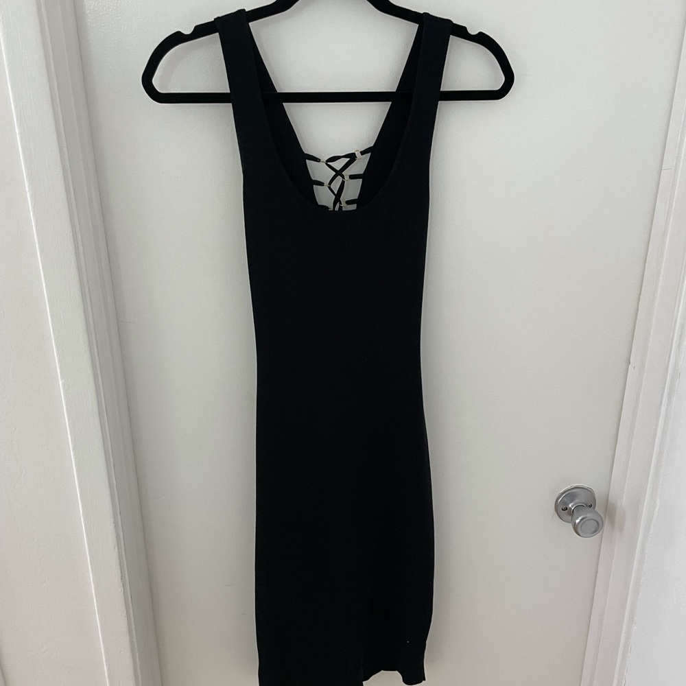 Black, lace-up back dress